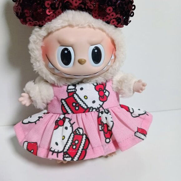 Labubu Holiday Christmas Hello Kitty Dress and Sequin Bow Outfit - Picture 3 of 6
